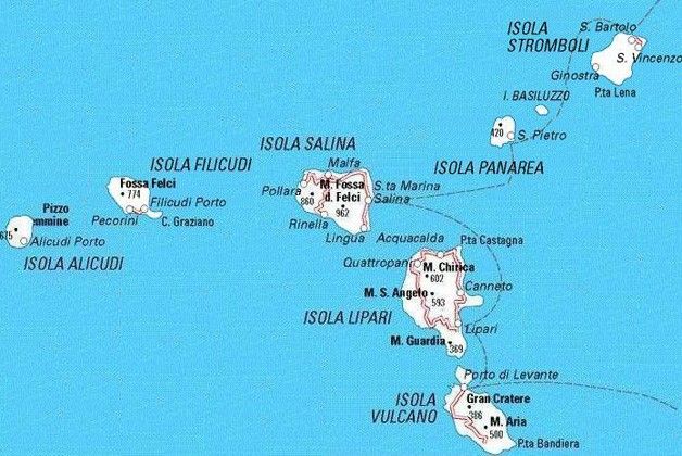 Mappa delle Isole Eolie