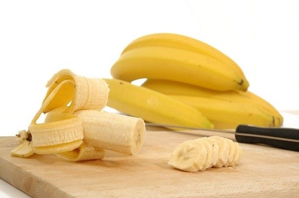 bananas on carving board