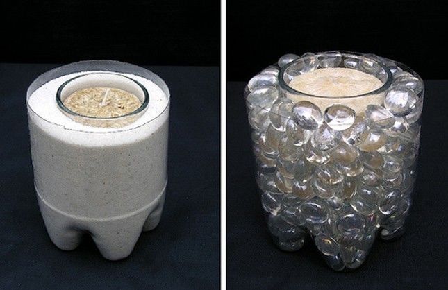 portacandela-con-bottiglia-riciclata-e-sabbia