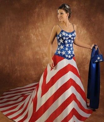 Abito da sposa con bandiera americana