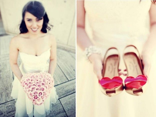 Bouquet e scarpe per la sposa romantca
