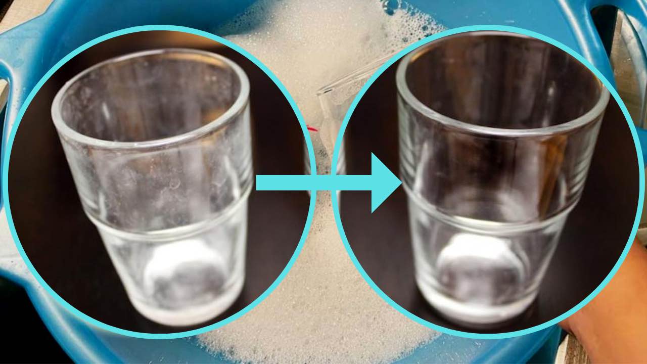Bicchiere opaco prima e dopo