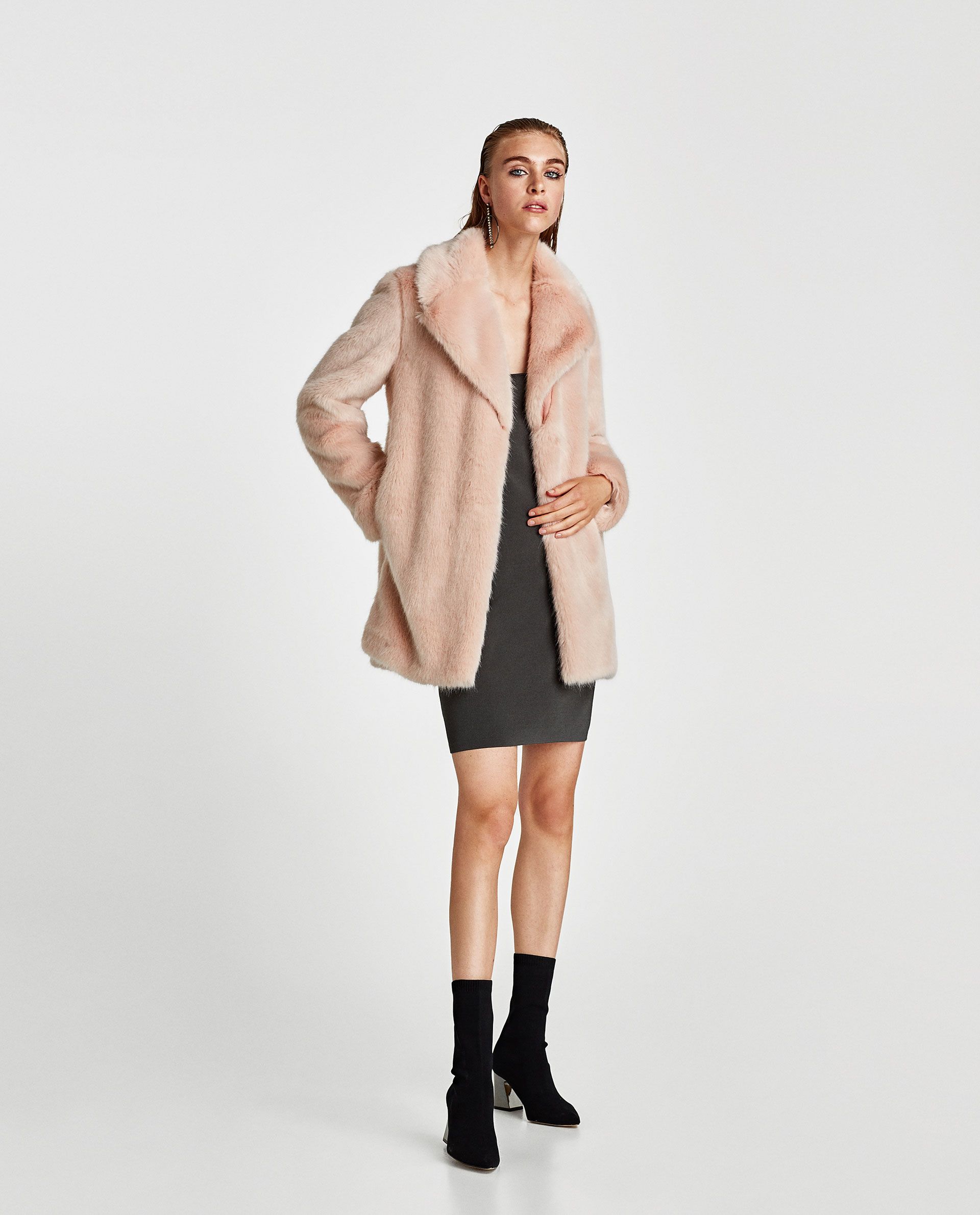 Cappotto di pelliccia rosa cipria Zara