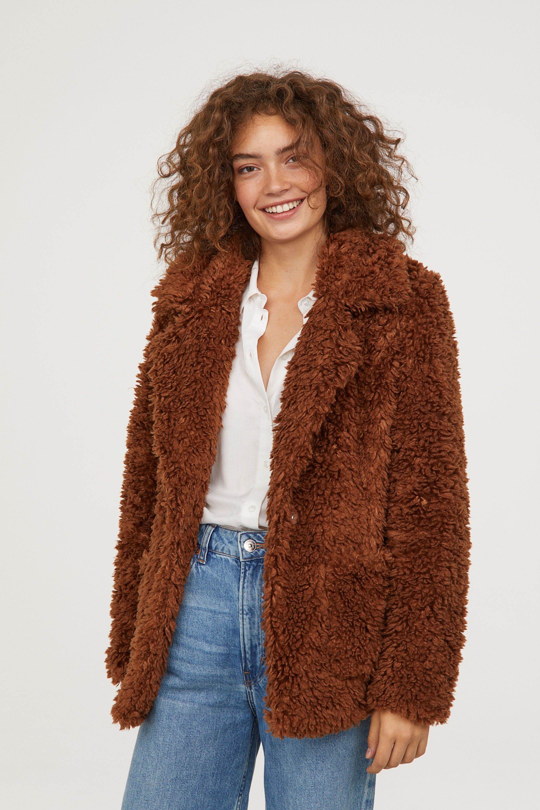 Cappotto in pelliccia finta stile teddy bear H&M a 39,99 euro