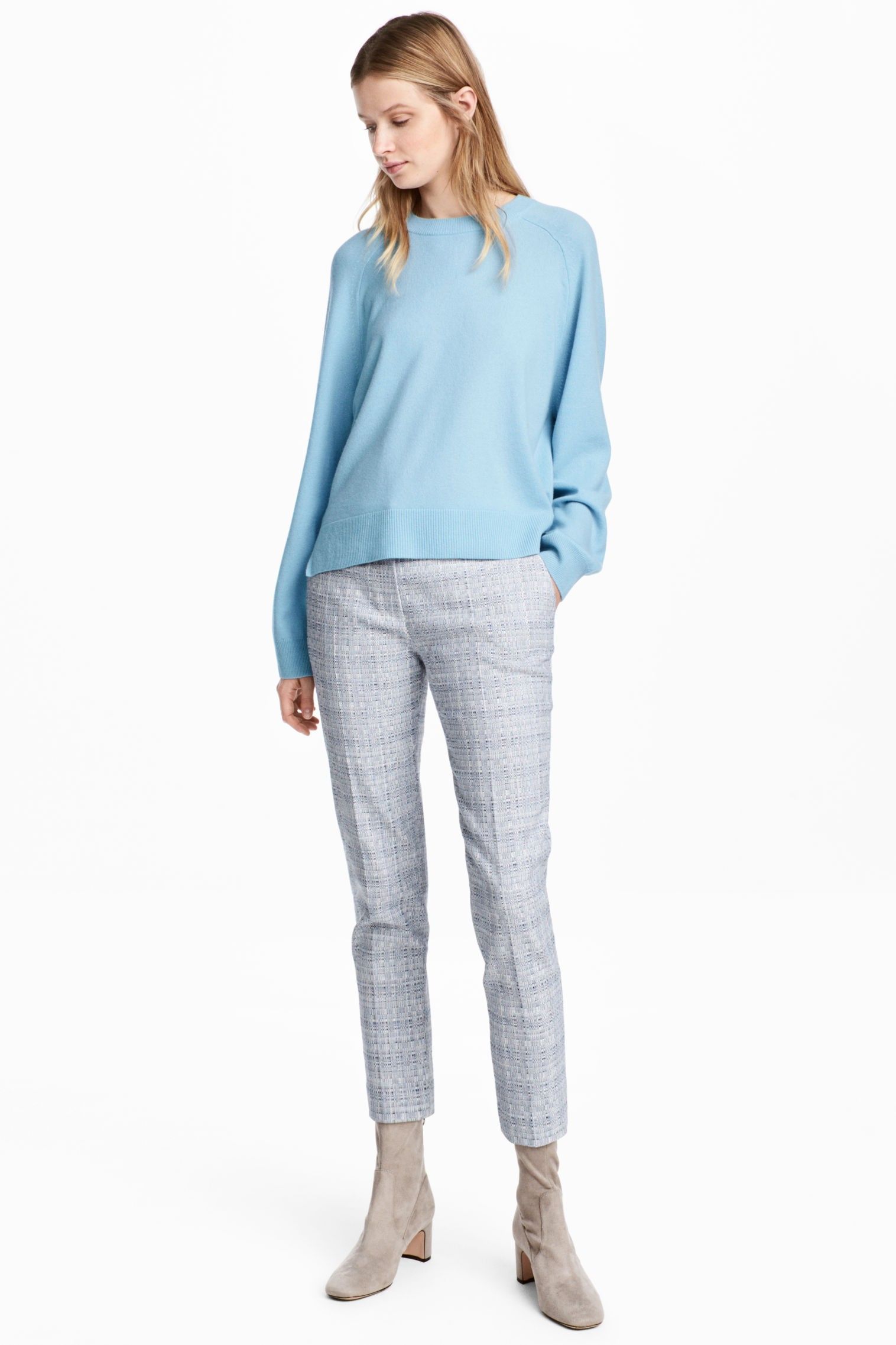 Pantaloni eleganti azzurri H&M collezione primavera estate 2018
