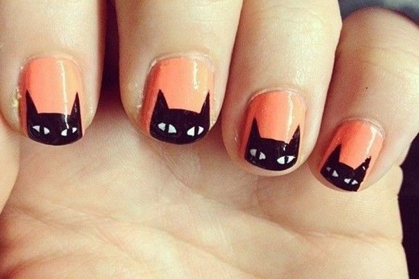 nail art halloween black cats